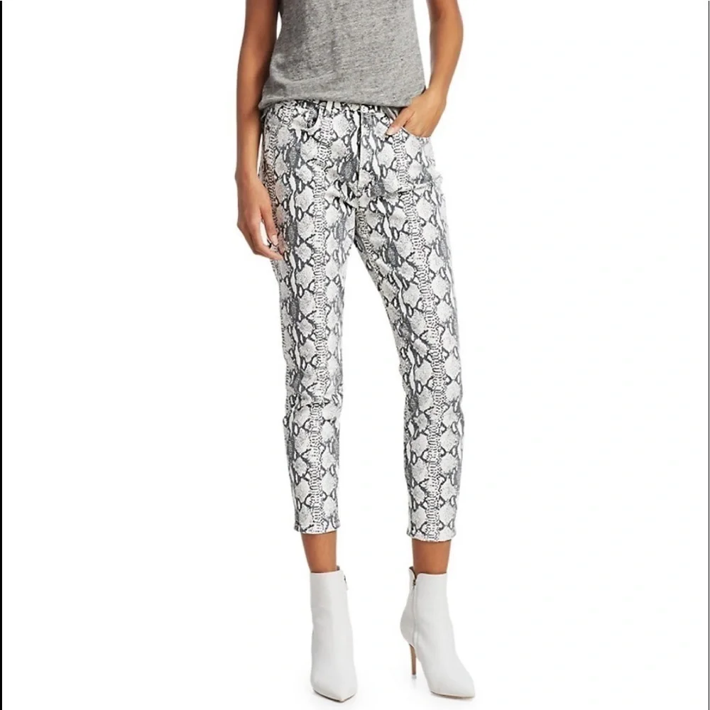 Frame All High Rise Cigarette Python Print Jeans